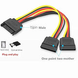 2 Pack Sata 15-Pin Power Adapter Cable, Sata 15 Pin Male To Sata 15 Pin Female