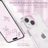iPhone 15 Clear Bow Ribbon Case Pink Slim TPU Camera Protection