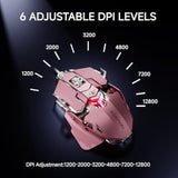 Eweadn G5 Wired Gaming Mouse, Ergonomic Rgb Computer Mouse, 12800 Adjustable Dpi, 9 Programmable Macro Buttons With Rapid Fire Key Compatible For Pc/Laptop/Windows-Pink