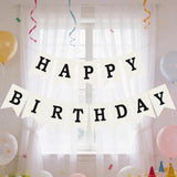 Burlap Happy Birthday Banner, Black Assembled Happy Birthday Banner Sign Garland For Boys Girls Rustic Party Decorations