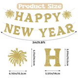 Happy New Year Banner Gold Glitter Pre-Strung Party Sign for NYE Decor