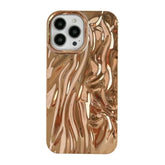 For Iphone 13 Pro Max Case,Pleated Water Ripple Chrome Wave Pattern Soft Phone Case (Gold)