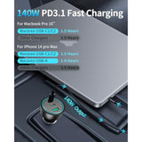 165W Usb C Car Charger, Pd3.1 140W / Pd3.0 100W Type C Car Charger, Usbc Super Fast Charging, Cigarette Lighter Adapter For Macbook Pro, Laptops, Iphone 16/15/14, Samsung S25/S24 Ultra, Ipad