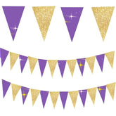 Graduation Party Decorations Purple Gold 2025/Purple Birthday Party Decorations/Purple Gold Graduation Decorations Nyu Lsu/2Pcs Triangle Bunting Banners For Purple Wedding