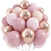 Dusty Pink Beige Balloon, 55 Packs 12 Inch Double Stuffed Retro Baby Pink And Metallic Rose Gold Balloons For Bridal Baby Shower Women Girls Birthday Wedding Party Decorations