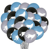 Wolf Party Balloons: 12 Inch Latex, Black Blue Gray, 30 Pcs