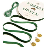 Green Velvet Ribbon 3/8" Continuous Fabric Trim Thin Dark Forest Green Ribbon 15Yd For Gift Wrapping, Tree Ornaments, Vintage Christmas Paper, Crafts, Bows, Holiday Decor With Gift Twine