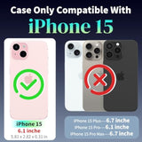 iPhone 15 Case with Screen Protector and 360° Rotatable Kickstand, Military Grade Shockproof Cover, Blue