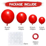 134Pcs Red Balloon Arch Kit – 5–18" Balloons for Birthday, Wedding & Party Decorations
