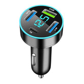 USB C Car Charger, 4-Port Cigarette Lighter USB Charger Adapter with Voltmeter PD 3.0 & QC 3.0 Car USB Adapter Multi Port Type-c Accessories Fast Charging for iPhone, Samsung, iPad & Phone Tablets
