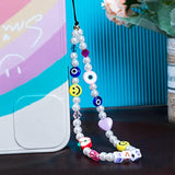3-Pack Smile Face Beaded Phone Lanyards Rainbow Clay Pearl Wrist Straps