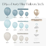 138pcs Dusty Blue Balloon Garland Kit with White & Gold for Baby Shower  Party
