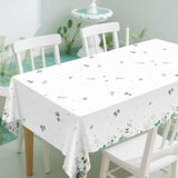 2 Pcs Sage Green Tablecloth - White And Green Eucalyptus Leaves Table Cloth, Disposable Plastic Rectangle Greenery Table Cover For Wedding Bridal Baby Shower Party Supplies Tables Decor, 108X54Inch