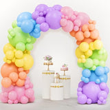 144pcs Pastel Rainbow Balloon Arch Kit in 6 Colors for Parties and Celebrations