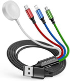 4 in 1 Apple Watch iPhone Charger Cable 4FT Multi Charging Cord USB C Micro USB