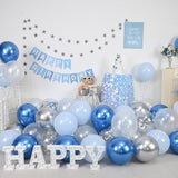 Metallic Blue Silver Balloons, 60 Pcs 12 Inches Chrome Blue White Balloon With Silver Balloons Glitter Confetti Balloons For Boys Baby Shower, Birthday, Baptism,Wedding Decorations