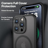 ImpactStrong Magnetic Guard Designed for iPhone 15 Pro Case with Camera Protection and Military Grade Drop Tested for MagSafe Compatibility - Slim Translucent Matte Phone Case 6.1 inches Black