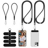 Cell Phone Lanyard, Universal 2× Phone Crossbody Lanyard For Women, 2× Wrist Phone Strap And 4× Upgraded Connectors Compatible With Most Phones (Black Black)