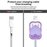 Cute Cable Protector For Iphone Charger With Unique Design 3D Love Heart Wave Data Cable Usb Charger Data Line Phone Wire Saver Protector For Iphone 11 12 13 14 Pro Max Charger Protector-Purple