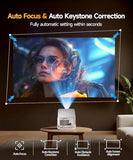 Smart Projector With 4K 8K Support, Mini Projector With Wifi6 And Bluetooth5.4, 600 Ansi, Auto Focus & Obstacle Avoidance 1080P Portable Movie Proyector For Home Outdoor, Hy350Max