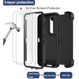 For Samsung Galaxy S23 Case With 2X Screen Protector, Dual Layer Bumper Cover With Belt Clip Holster & Kickstand, Full Body Heavy Duty Shockproof Phone Case For Galaxy S23 (Black)