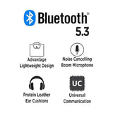 Advantage Stereo Wireless Headset With Detachable Boom Microphone - Bluetooth