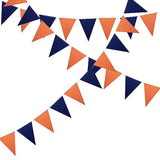 3 Pack Orange Navy Double-Sided Glitter Pennant Banner Triangle Flags Decor