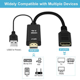 4K@60Hz Hdmi To Displayport Cable Adapter/Converter With Usb Power, Male To Fe