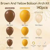 140pcs Bee Balloon Garland Kit with Brown Yellow White Balloons for Baby Shower