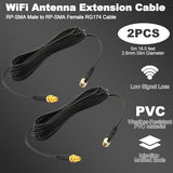 Wifi Antenna Extension Cable 2-Pack Rp-Sma Male To Rp-Sma Female Bulkhead Mount Rg174 Cable 5M 16.5 Feet For Wifi Router Security Ip Camera Wireless Network Card Adapter