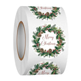 500 Pcs 1.5 Inch Merry Christmas Stickers Roll For Gift Packing, Cards, Envelopes, Party Supplies (Christmas Wreath 4)