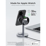 Magfusion 3-In-1 Charging Station Compatible With Magsafe, Qi2 Certified 15W Magnetic Wireless Charger Stand, For Iphone 16/15/14/13/12 Series, Apple Watch, Airpods(30W Pd Charger Included)
