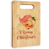 Vintage Pink Santa Cutting Board: Merry Christmas Bamboo Kitchen Decor