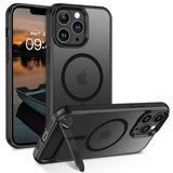 For Iphone 12 Pro Max Case With Stand, Magnetic Cases With Foldable Invisible Stand Translucent Matte Back Slim Protective Shockproof Kickstand Phone Case For Iphone 12 Pro Max 6.7", Black