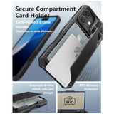 iPhone 16 Case Wallet with Built-in Card Holder, Black