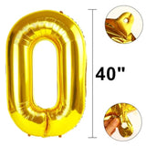 40 Inch Gold Balloon Number 0 Balloon,Jumbo Mylar Foil Helium Balloon For 10 20 30 40 50 60 70 80 90 100 2025 Birthday Digital Balloons For Birthday Party,Wedding Anniversary Party Decorations