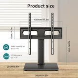 Universal TV Stand for 27-75 inch TVs Swivel +/-35° Height Adjustable Table Top TV Base Max VESA 400x400mm,Holds up to 77 lbs Black