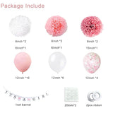 27pcs Pink Baby Shower Decorations β Banner, Balloons, Pom Poms & Confetti Set