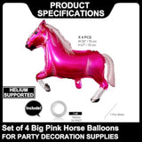 4-Pack Pink Cowgirl Horse Balloons for Western Horse Theme Birthday Parties