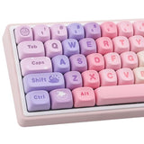 Pbt Keycaps 136 Keys Moa Keycaps, Gradient Cat Keycap Dye-Sublimation Cute Custom Keycap Set For Cherry Gateron Mx Swithes Mechanical Gaming Keyboards