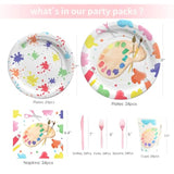 Art Paint Party Tableware Set Plates Cups Napkins Cutlery Serves 24 Guests