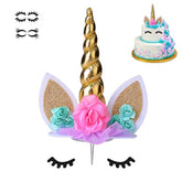 Unicorn Cake Topper,Handmade Party Cake Decoration Supplies With Multiple Eyelashes,Reuasble Gold Horn For Birthday Party,Baby Shower&Wedding…
