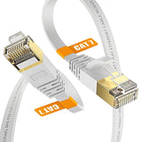 Cat7 6Ft Ethernet Cable White-10Gbps Shielded & Ground Wire Internet Network F