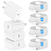 Iphone 15 16 Charger,Ipad Charger 4Pack 6Ft Usb C To C Charging Cable Cord With 4Pack 20W Iphone Fast Charger Block For Iphone 16/16 Pro/15/15 Pro,Ipad Pro 12.9/11 In,Ipad Air 5/4