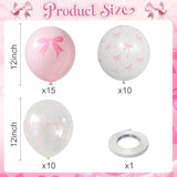 Pink Bow Balloons, 35Pcs Light Pastel Pink Clear White Bow Latex Balloon For Girls Women Wedding Bridal Baby Shower Bachelorette Engagement Princess Coquette Birthday Theme Party Decorations Supplies