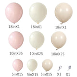 Boho Dusty Pink Balloon Arch Garland Kit 135Pcs Neutral Pink White Sand Ivory Nude Balloons For Girls Baby Shower Birthday Wedding Gender Reveal Party Decorations