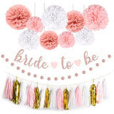 Bachelorette Party Decor — Pink Bride-to-Be Banner, Fringe Curtains & Honeycomb Balls