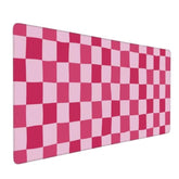 Pink Purple Checkerboard Mouse Pad Large Desk Mat For Keyboard And Mouse Non-Slip Gaming Mousepad Office Desk Accessories For Computer 35.4X15.7Inch