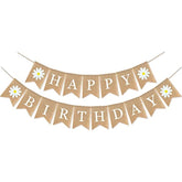 Daisy Themed Birthday Banner - Happy Spring Decoration With Flowers For Fireplace Mantle