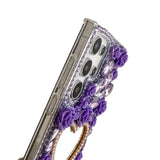 For Samsung Galaxy A16 5G Glitter Bling Case,Cute Luxury 3D Sparkle Heart Makeup Mirror Crystal Rhinestones Flowers Diamond Gems With Lanyard Wrist Strap Women Girls Case For Galaxy A16, Pink